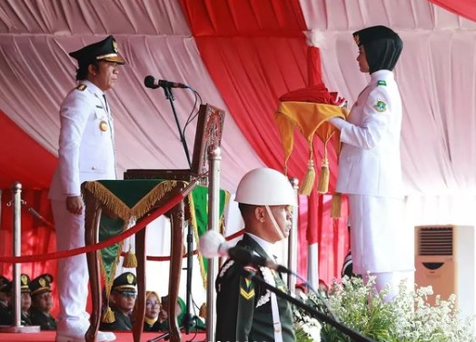 UPACARA PERINGATAN HUT RI KE-77 DI LAPANGAN MASJID RAYA AL-BANTANI, KP3B