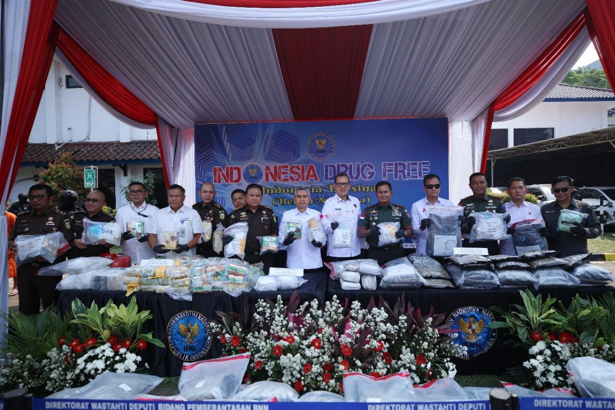 BNN RI Gelar Pemusnahan Barang Bukti Ketujuh Tahun 2024 Temuan Jaringan Internasional